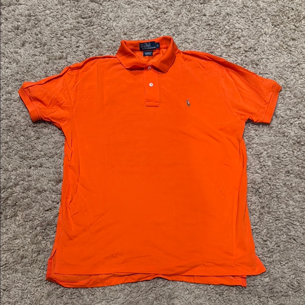 Polo by Ralph Lauren Men's Orange Polo Shirt Pima Cotton Large